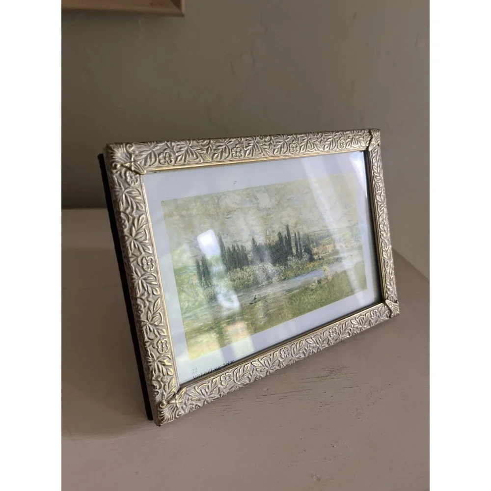 Vintage Photo Picture Frame Ornate Silver Metal Victorian Romantic 5